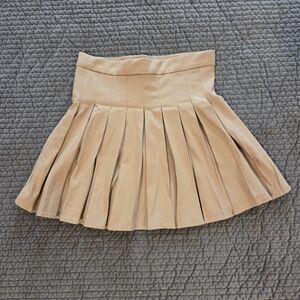 SHEIN Beige Pleated Skater Skirt